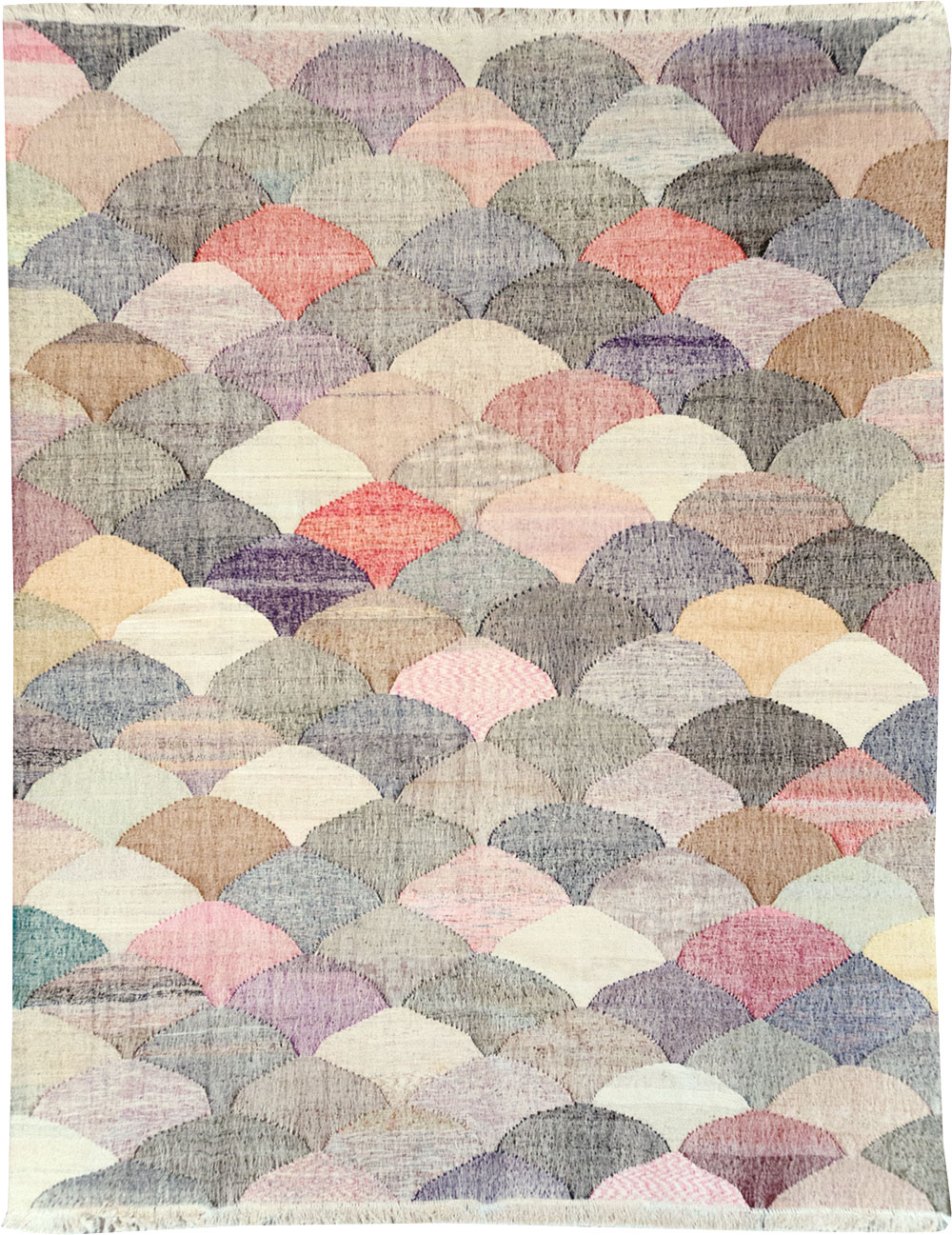 Contemporary Turkish Flatweave Room Size Carpet, No.32538 - Staging