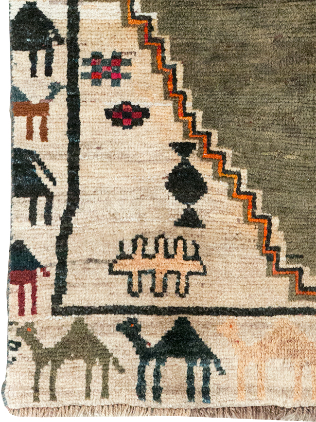 Vintage Persian Gabbeh Throw Rug, No.32540 - Staging