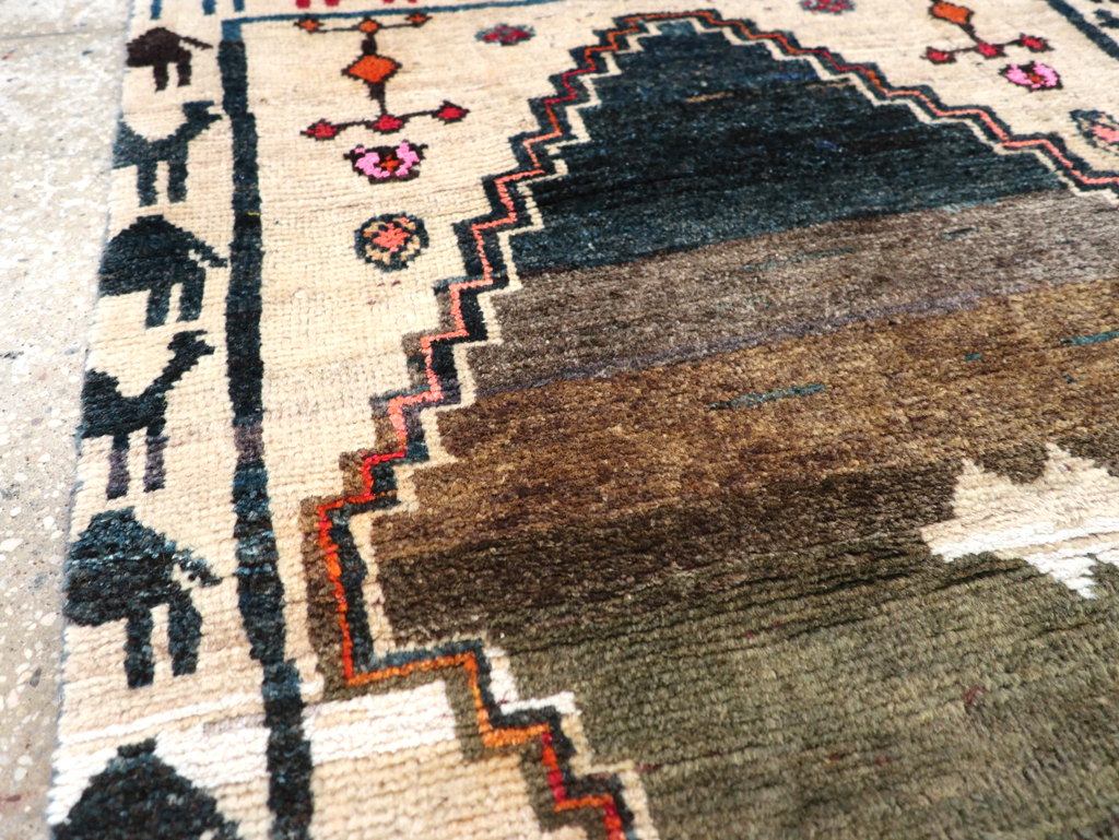 Vintage Persian Gabbeh Throw Rug, No.32540 - Staging