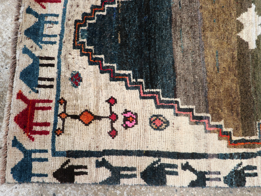 Vintage Persian Gabbeh Throw Rug, No.32540 - Staging