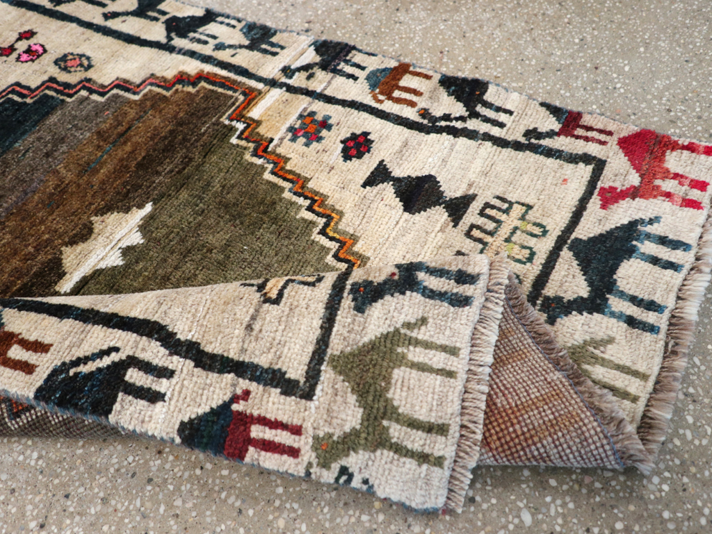 Vintage Persian Gabbeh Throw Rug, No.32540 - Staging