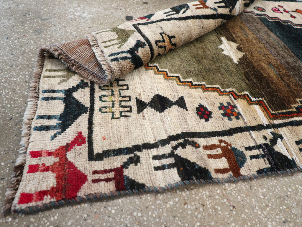 Vintage Persian Gabbeh Throw Rug, No.32540 - Staging