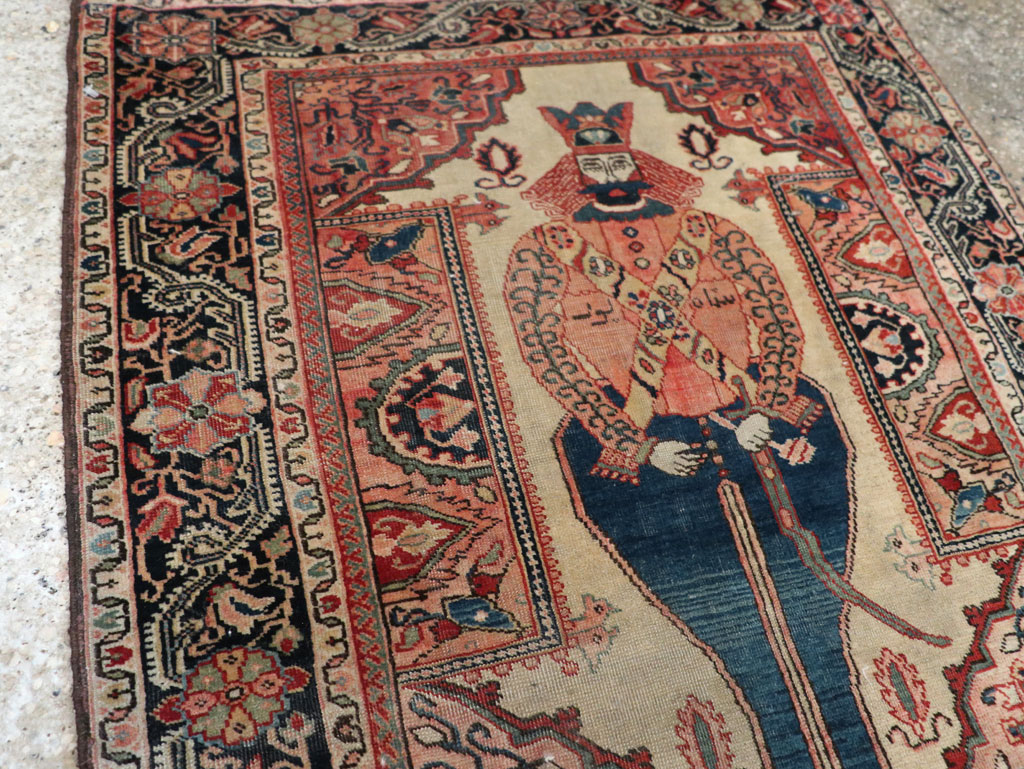 Antique Persian Sarouk Fereghan Pictorial Rug, No.32547 - Staging