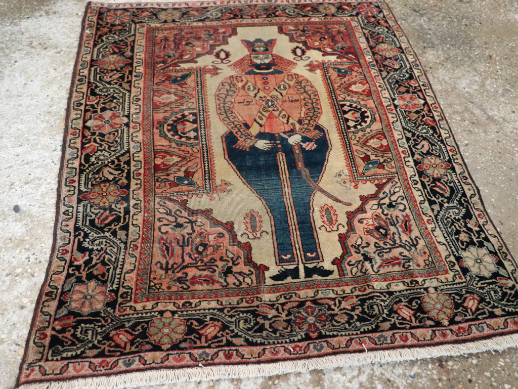 Antique Persian Sarouk Fereghan Pictorial Rug, No.32547 - Staging