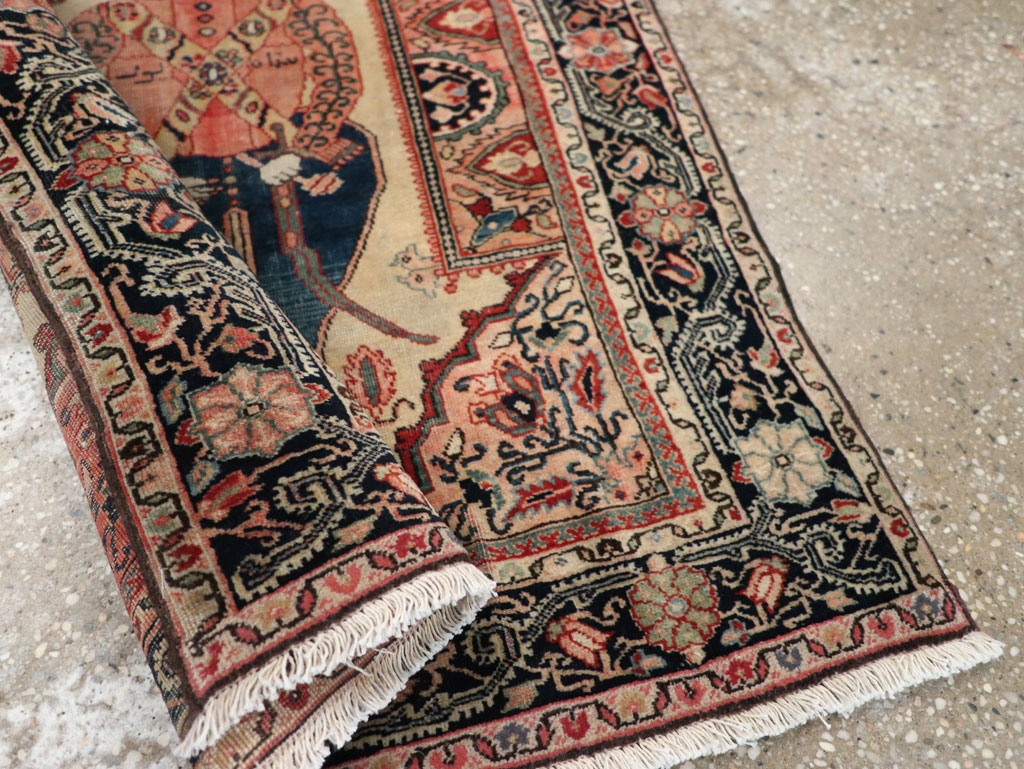 Antique Persian Sarouk Fereghan Pictorial Rug, No.32547 - Staging