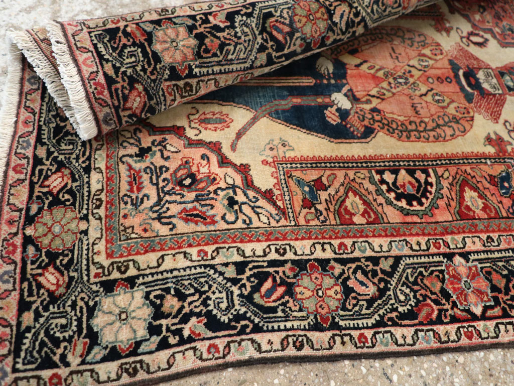 Antique Persian Sarouk Fereghan Pictorial Rug, No.32547 - Staging