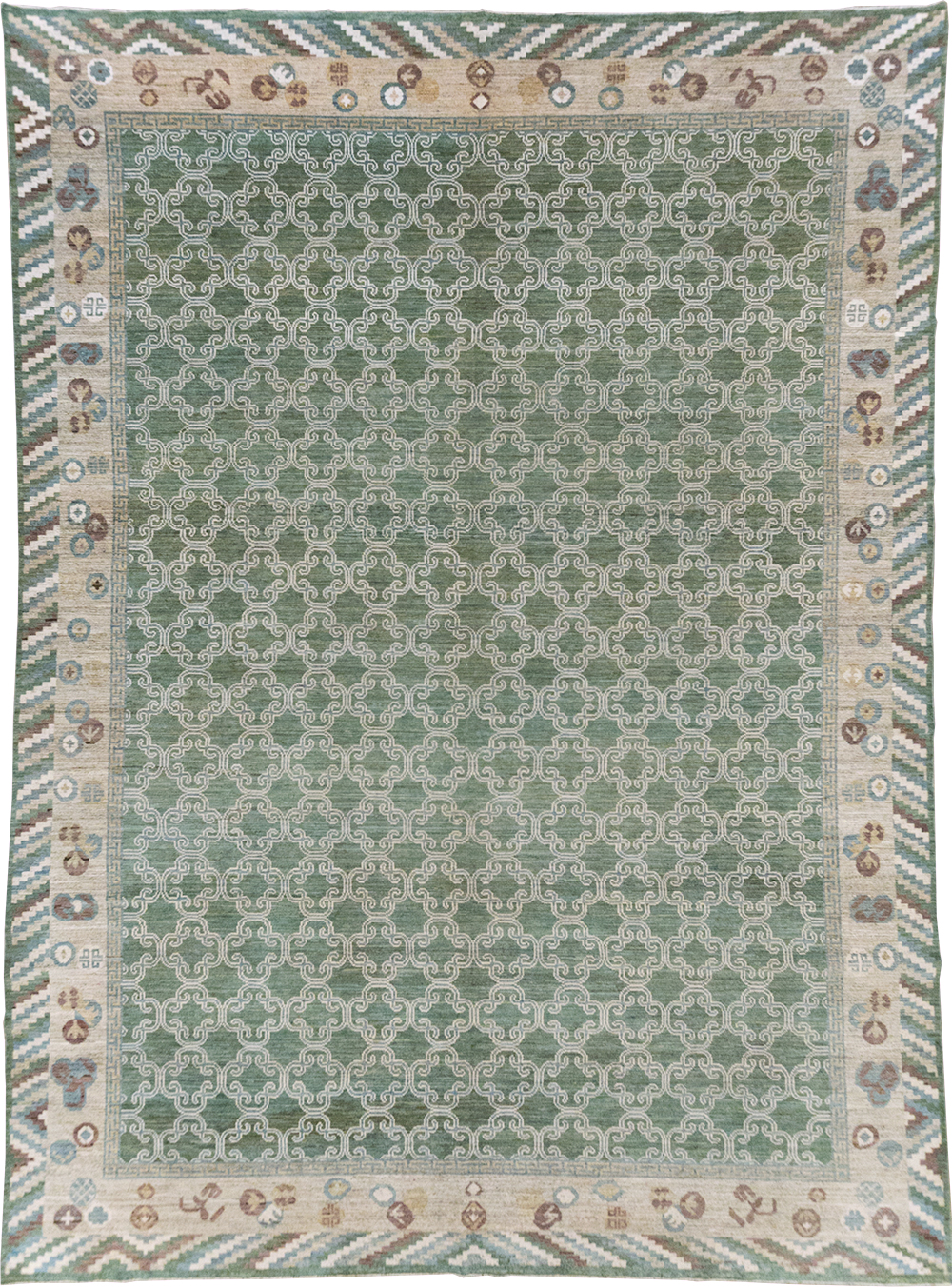 Modern East Turkestan Khotan Room Size Carpet, No.32549 - Staging