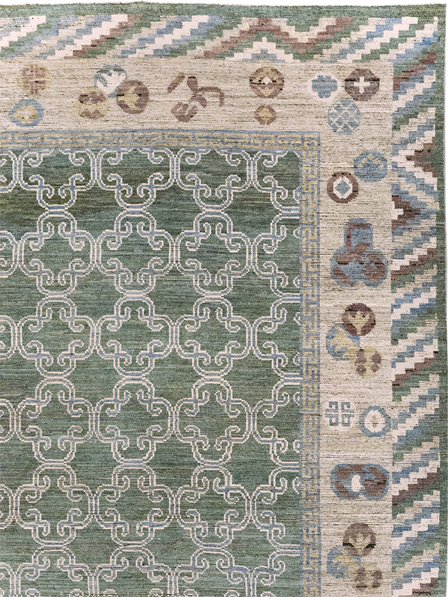 Modern East Turkestan Khotan Room Size Carpet, No.32549 - Staging