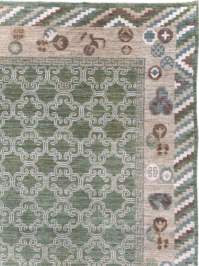 Modern East Turkestan Khotan Room Size Carpet, No.32549 - Staging