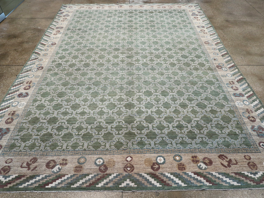 Modern East Turkestan Khotan Room Size Carpet, No.32549 - Staging