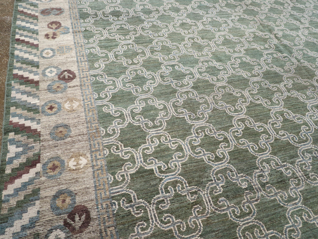 Modern East Turkestan Khotan Room Size Carpet, No.32549 - Staging