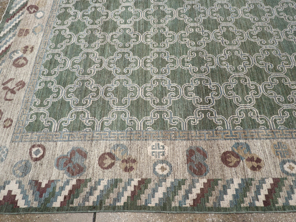 Modern East Turkestan Khotan Room Size Carpet, No.32549 - Staging