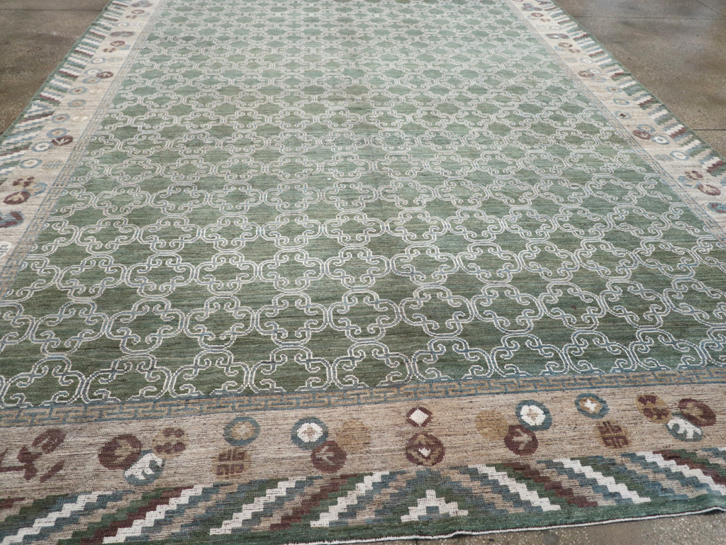 Modern East Turkestan Khotan Room Size Carpet, No.32549 - Staging