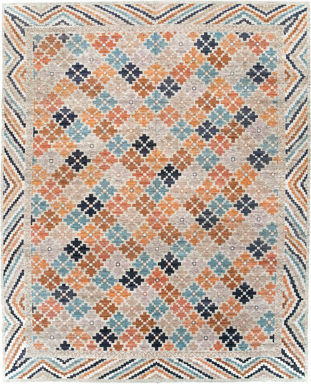 Modern East Turkestan Khotan Room Size Carpet, No.32554 - Staging