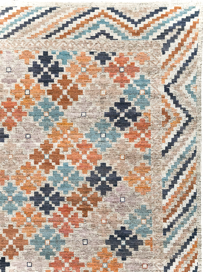 Modern East Turkestan Khotan Room Size Carpet, No.32554 - Staging