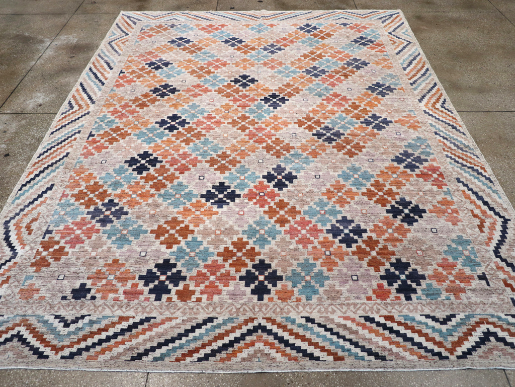 Modern East Turkestan Khotan Room Size Carpet, No.32554 - Staging