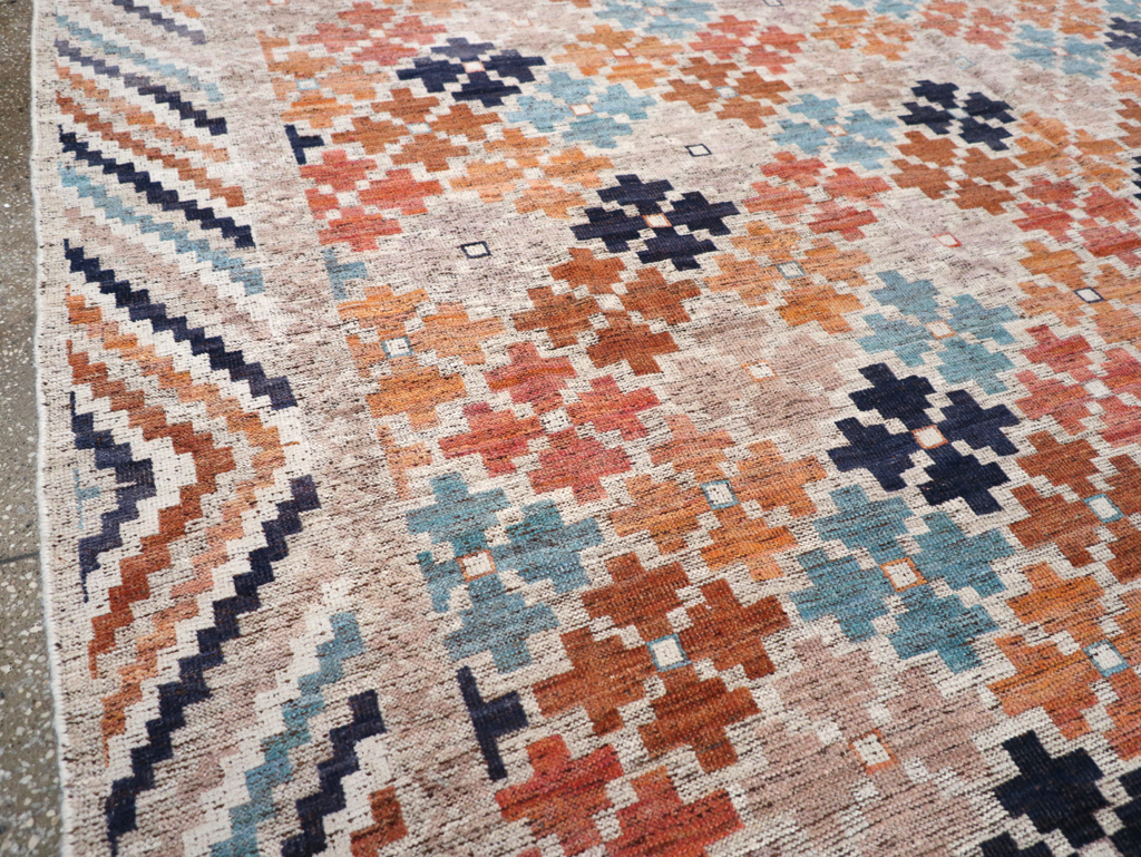 Modern East Turkestan Khotan Room Size Carpet, No.32554 - Staging