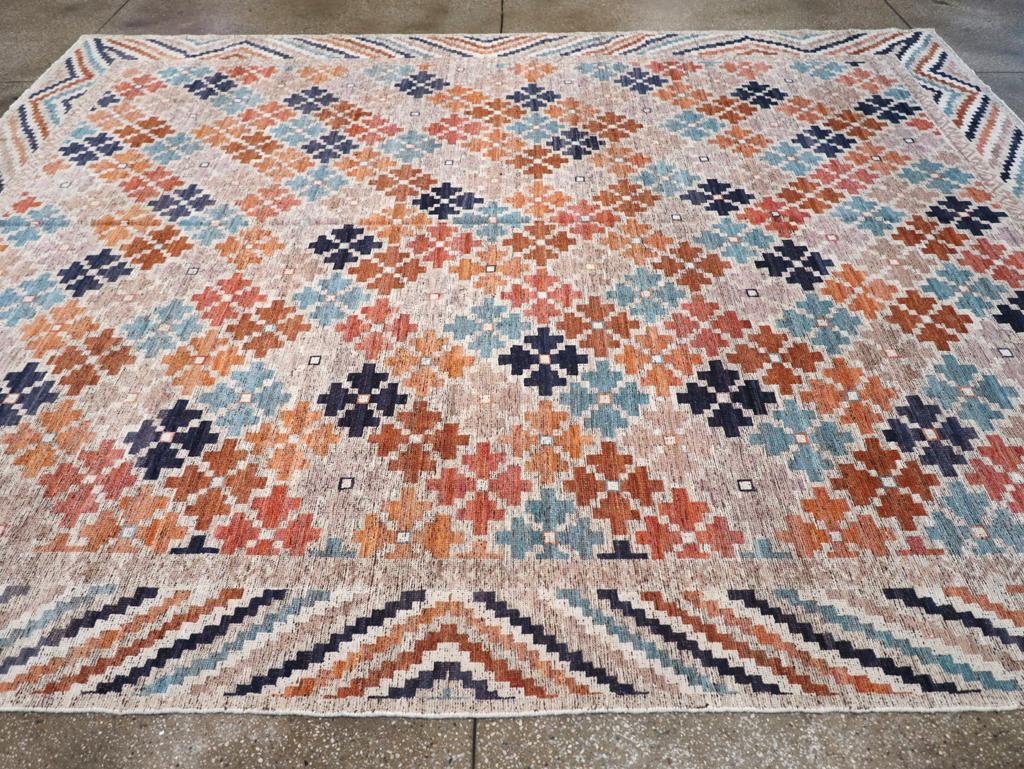 Modern East Turkestan Khotan Room Size Carpet, No.32554 - Staging