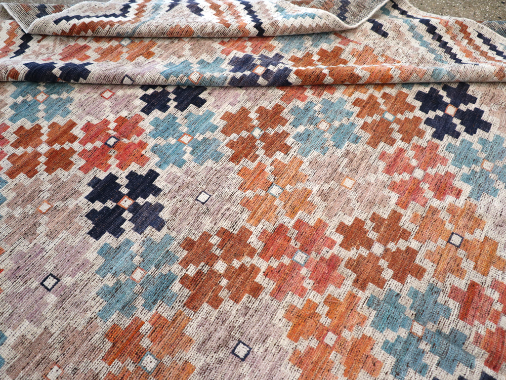 Modern East Turkestan Khotan Room Size Carpet, No.32554 - Staging