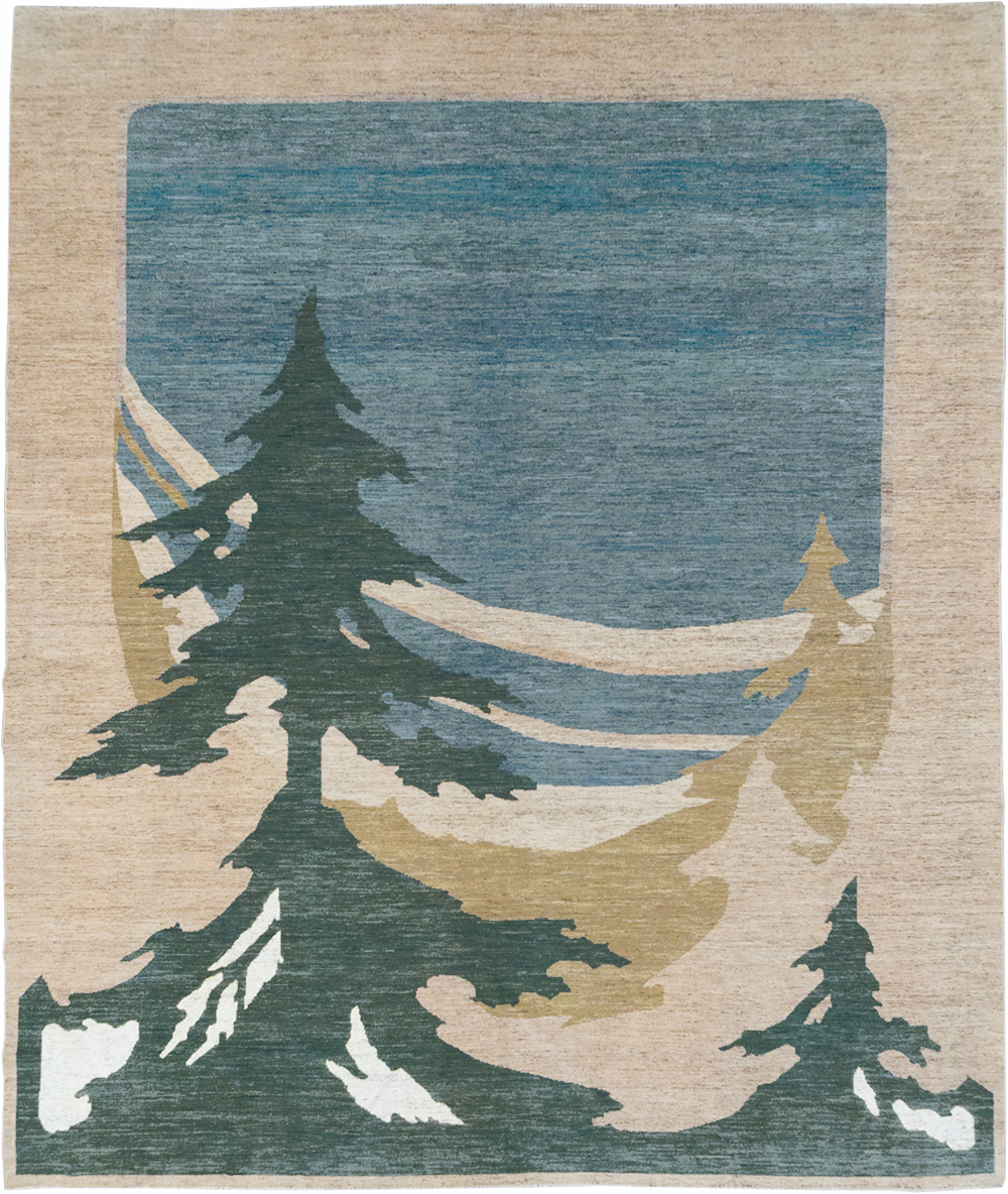 Modern East Turkestan Khotan Room Size Carpet, No.32556 - Staging