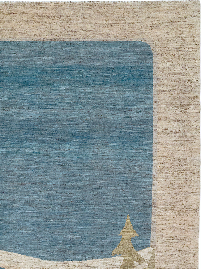 Modern East Turkestan Khotan Room Size Carpet, No.32556 - Staging