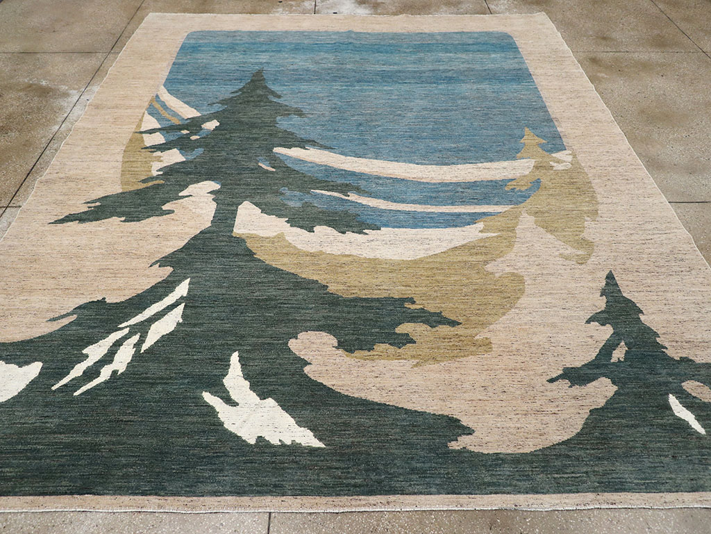 Modern East Turkestan Khotan Room Size Carpet, No.32556 - Staging