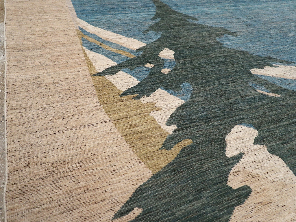 Modern East Turkestan Khotan Room Size Carpet, No.32556 - Staging