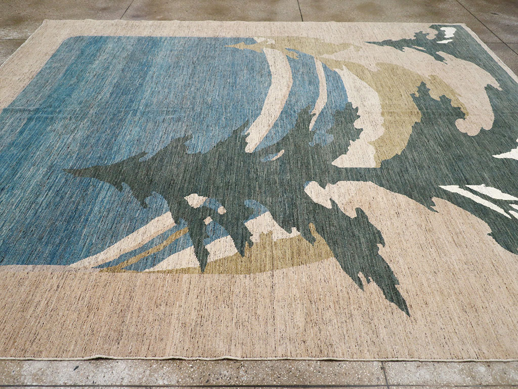 Modern East Turkestan Khotan Room Size Carpet, No.32556 - Staging