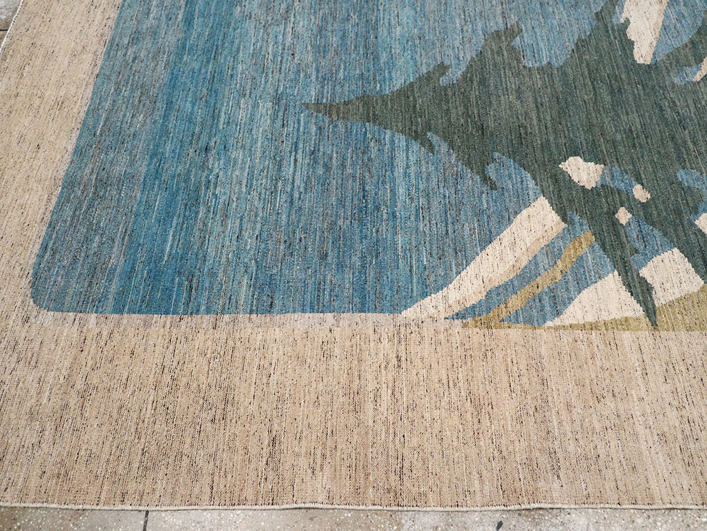 Modern East Turkestan Khotan Room Size Carpet, No.32556 - Staging