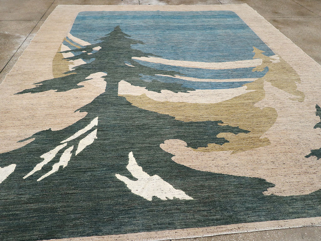 Modern East Turkestan Khotan Room Size Carpet, No.32556 - Staging