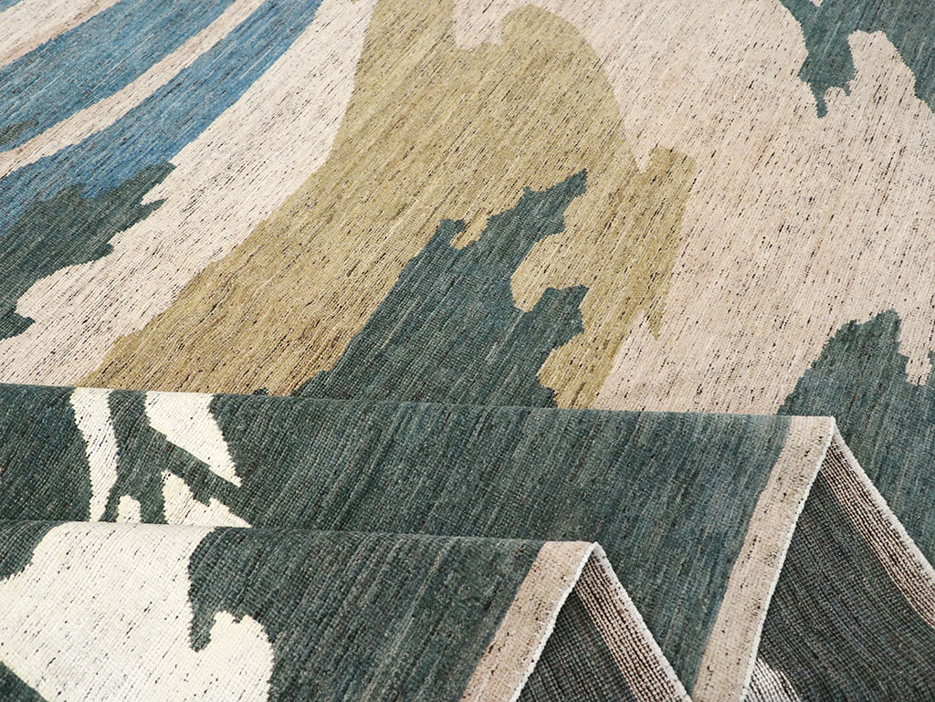 Modern East Turkestan Khotan Room Size Carpet, No.32556 - Staging