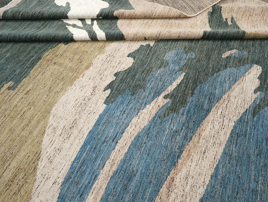 Modern East Turkestan Khotan Room Size Carpet, No.32556 - Staging