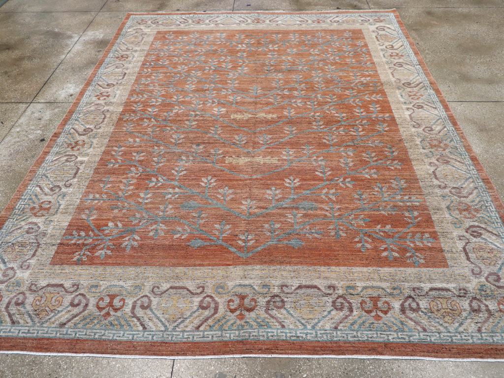 Modern East Turkestan Khotan Room Size Carpet, No.32559 - Staging
