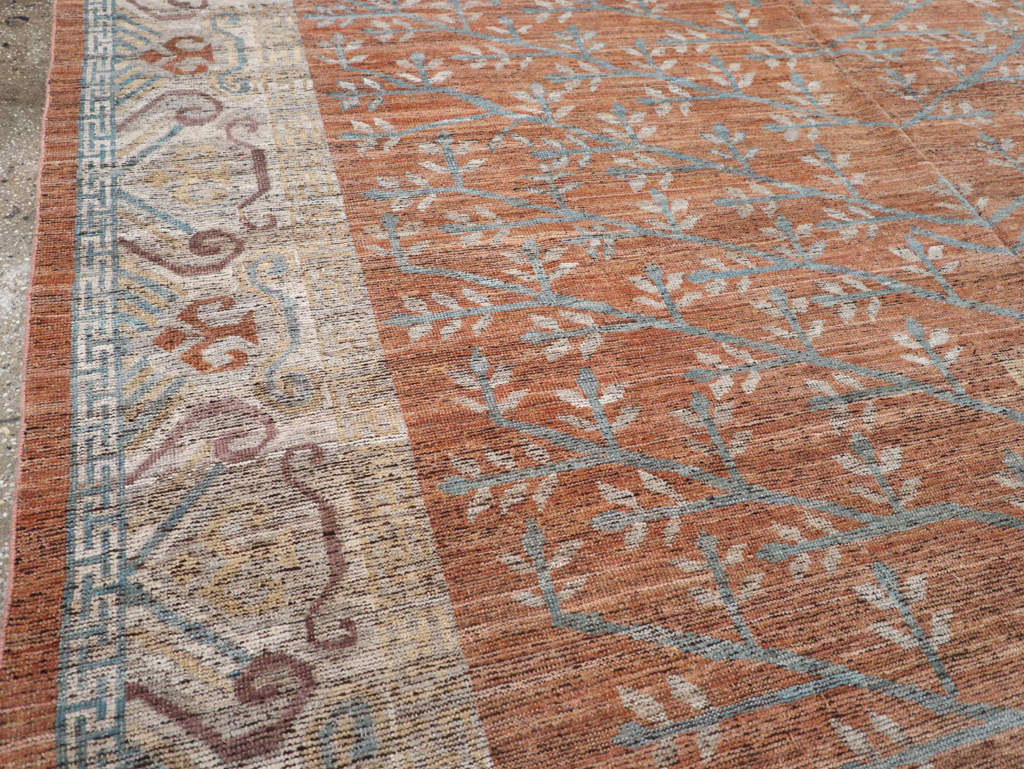 Modern East Turkestan Khotan Room Size Carpet, No.32559 - Staging