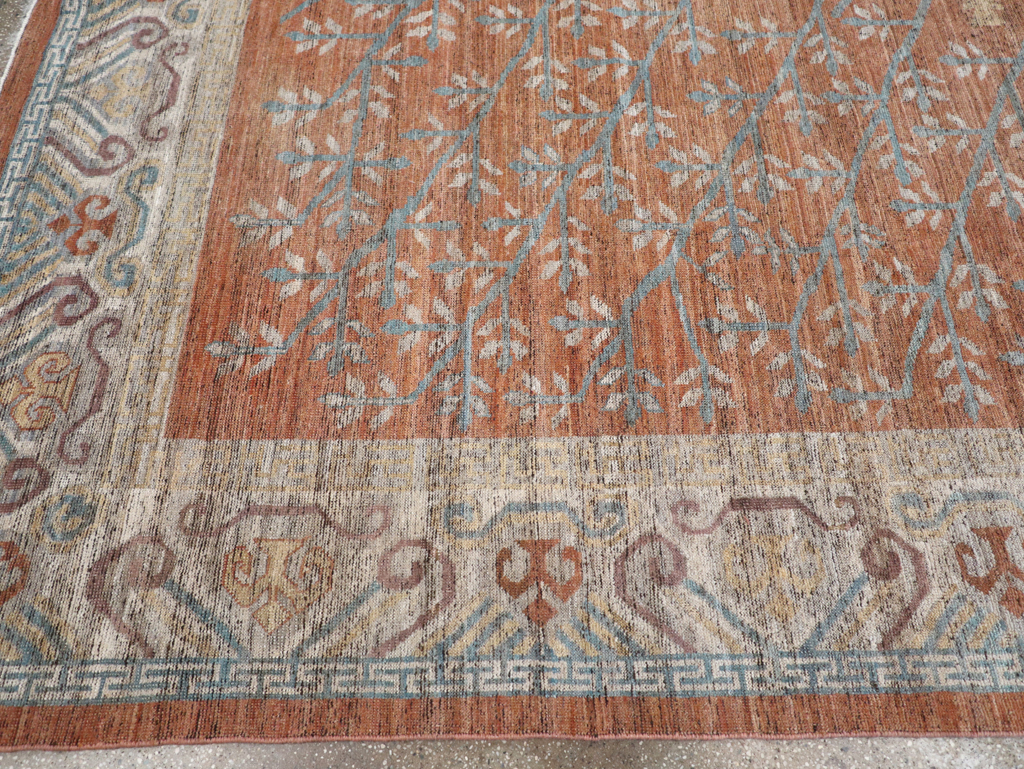 Modern East Turkestan Khotan Room Size Carpet, No.32559 - Staging