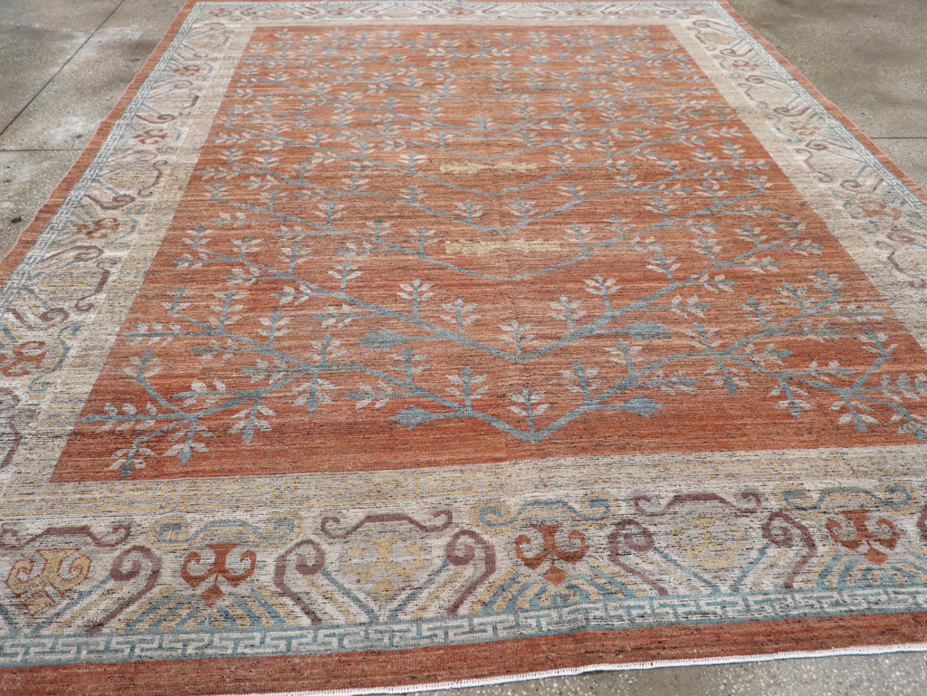 Modern East Turkestan Khotan Room Size Carpet, No.32559 - Staging