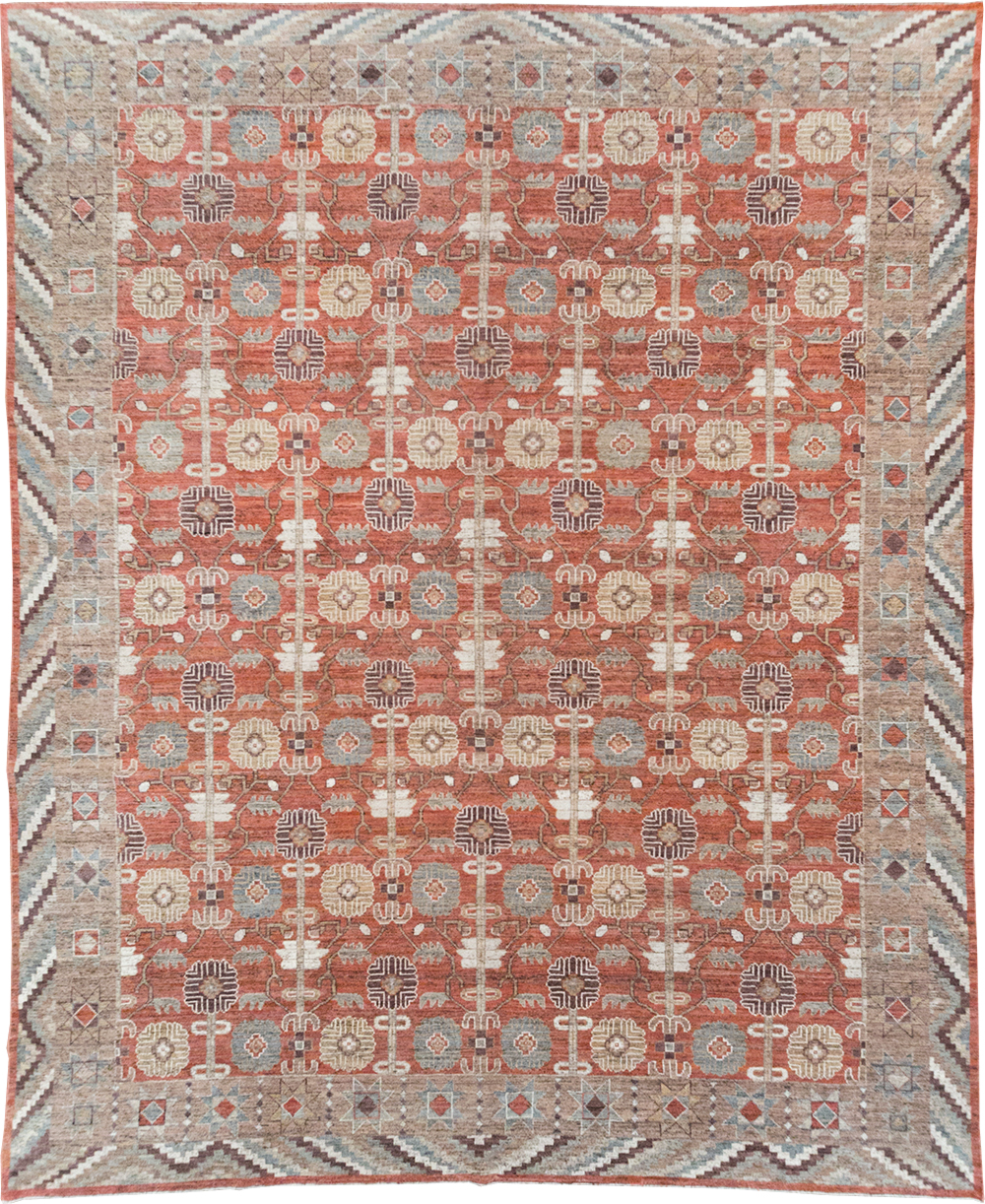 Modern East Turkestan Khotan Room Size Carpet, No.32561 - Staging