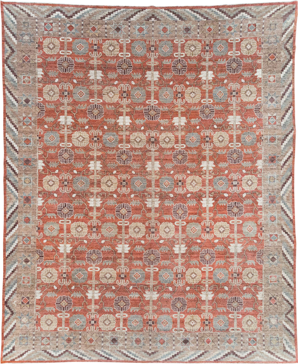 Modern East Turkestan Khotan Room Size Carpet, No.32561 - Staging