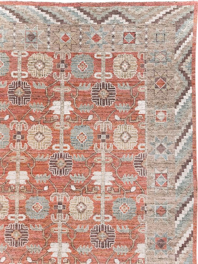 Modern East Turkestan Khotan Room Size Carpet, No.32561 - Staging