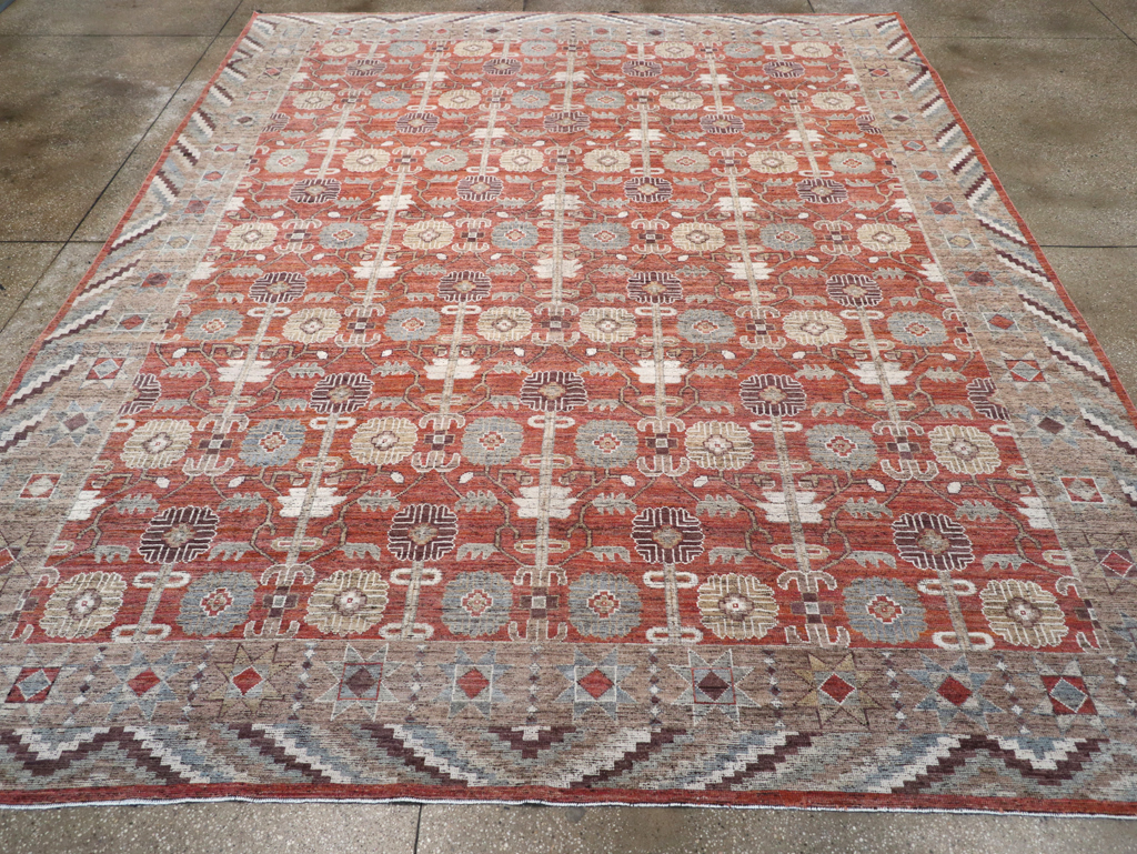 Modern East Turkestan Khotan Room Size Carpet, No.32561 - Staging