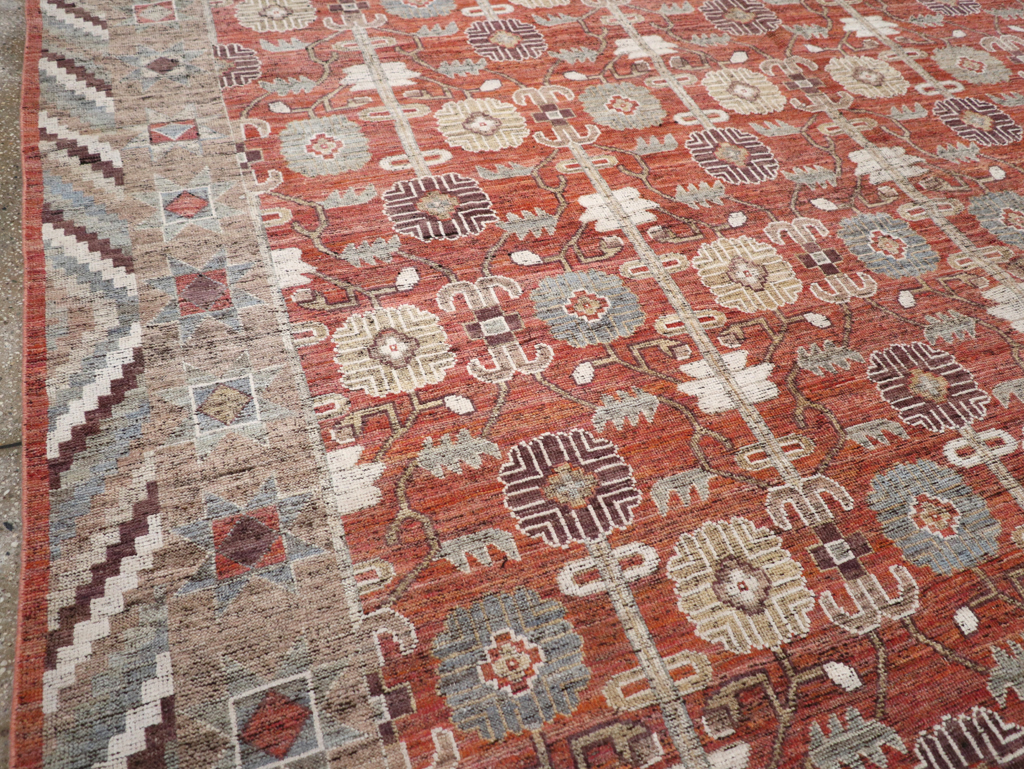 Modern East Turkestan Khotan Room Size Carpet, No.32561 - Staging