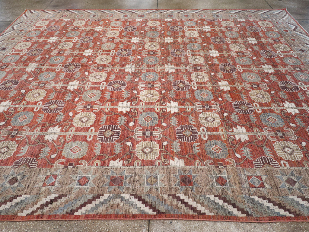 Modern East Turkestan Khotan Room Size Carpet, No.32561 - Staging