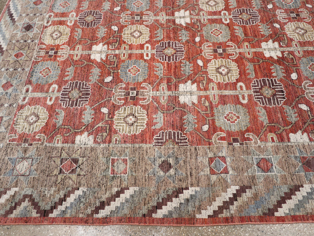 Modern East Turkestan Khotan Room Size Carpet, No.32561 - Staging