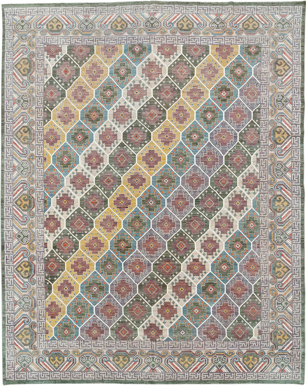 Modern East Turkestan Khotan Room Size Carpet, No.32562 - Staging