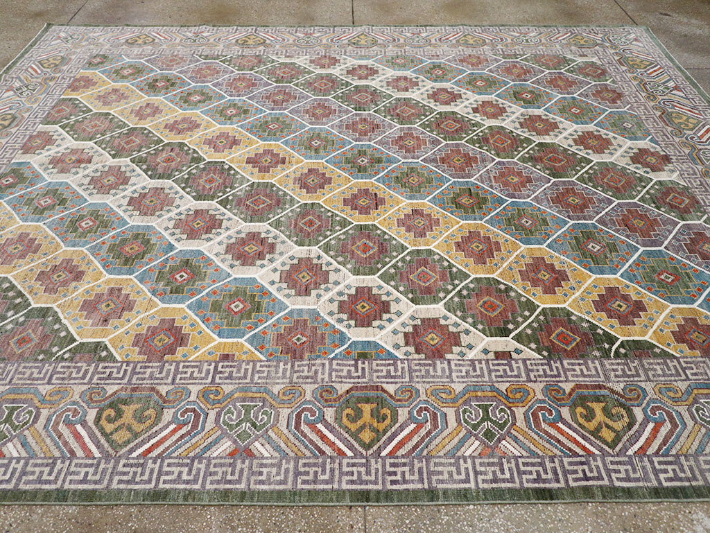 Modern East Turkestan Khotan Room Size Carpet, No.32562 - Staging