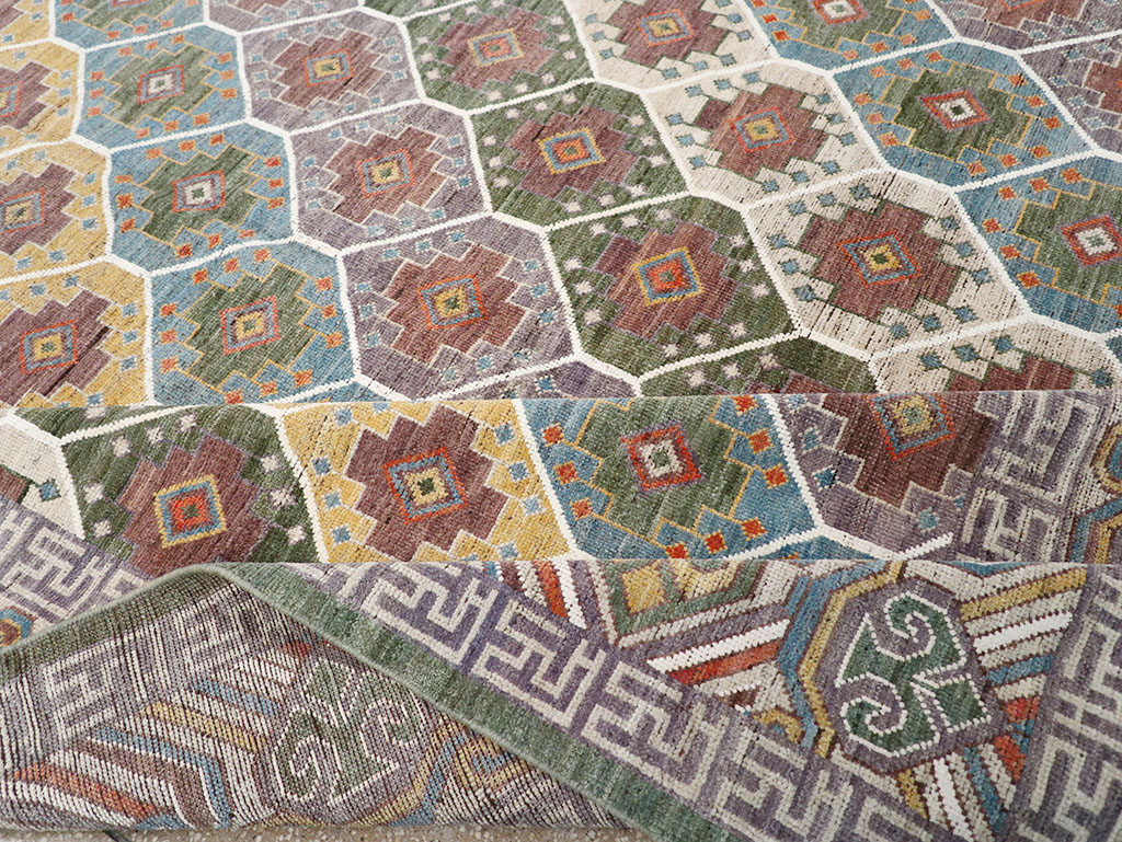 Modern East Turkestan Khotan Room Size Carpet, No.32562 - Staging