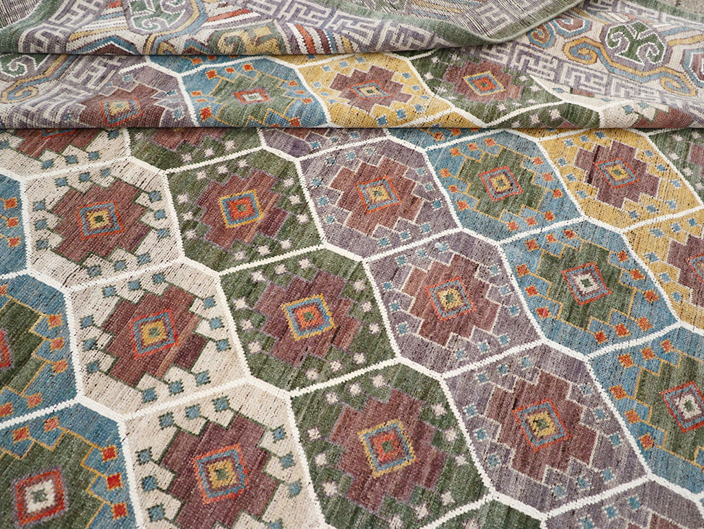 Modern East Turkestan Khotan Room Size Carpet, No.32562 - Staging