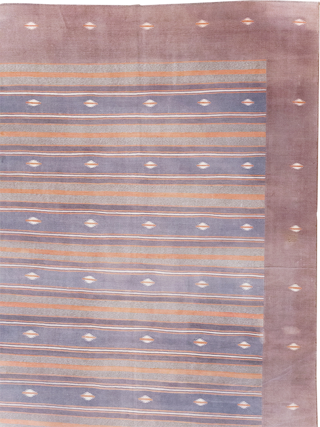 Vintage Indian Flatweave Dhurrie Large Room Size Carpet, No.32563 - Staging