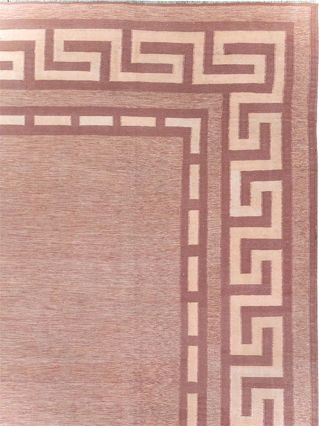 Vintage Indian Flatweave Dhurrie Room Size Carpet, No.32564 - Staging