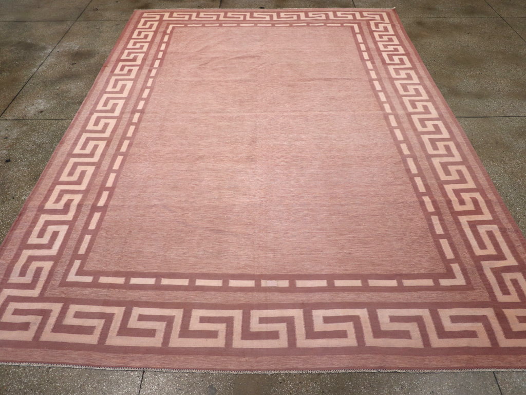 Vintage Indian Flatweave Dhurrie Room Size Carpet, No.32564 - Staging